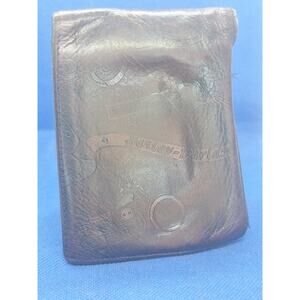 Harley-Davidson Leather Bifold Wallet – Brown Embossed Logo – Vintage Wear